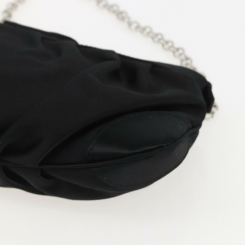 【日本直送】Salvatore Ferragamo Gancini 鏈條肩包 緞面黑色銀色 正品 156969V-15