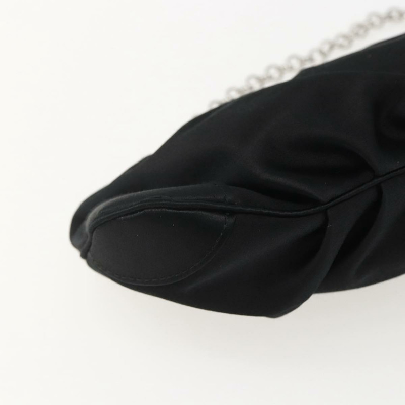 【日本直送】Salvatore Ferragamo Gancini 鏈條肩包 緞面黑色銀色 正品 156969V-16