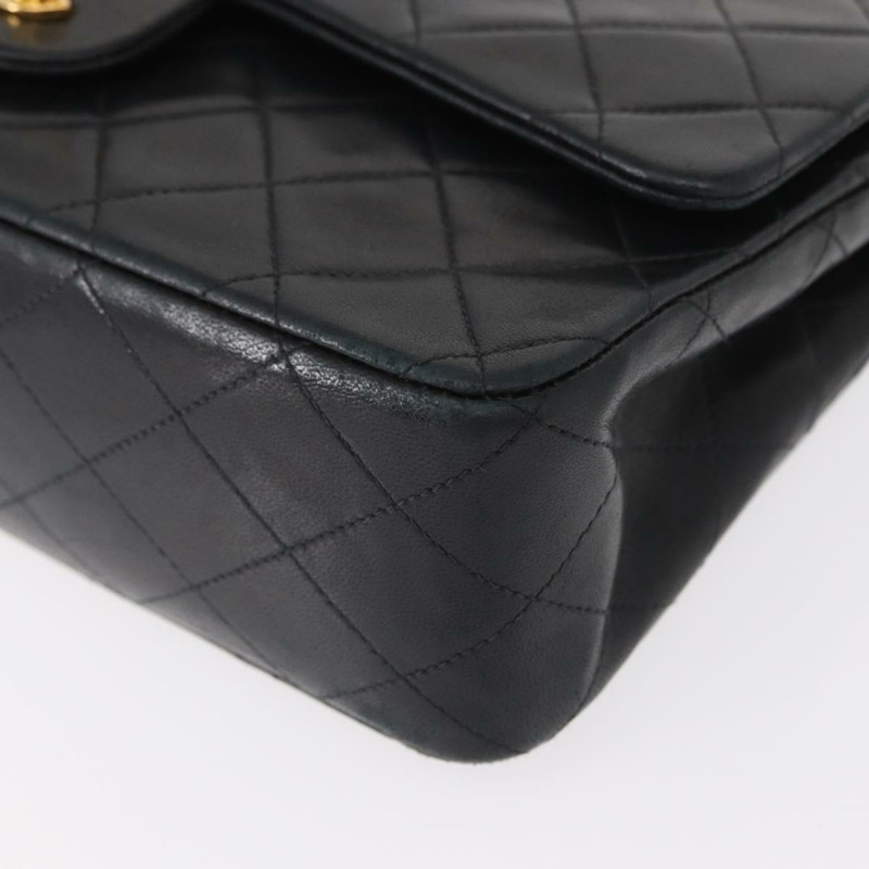 【日本直送】香奈兒 Matelasse 25 雙蓋鏈條包，羊皮材質，黑色，金色雙C標誌，正品 BA9002SAV-14