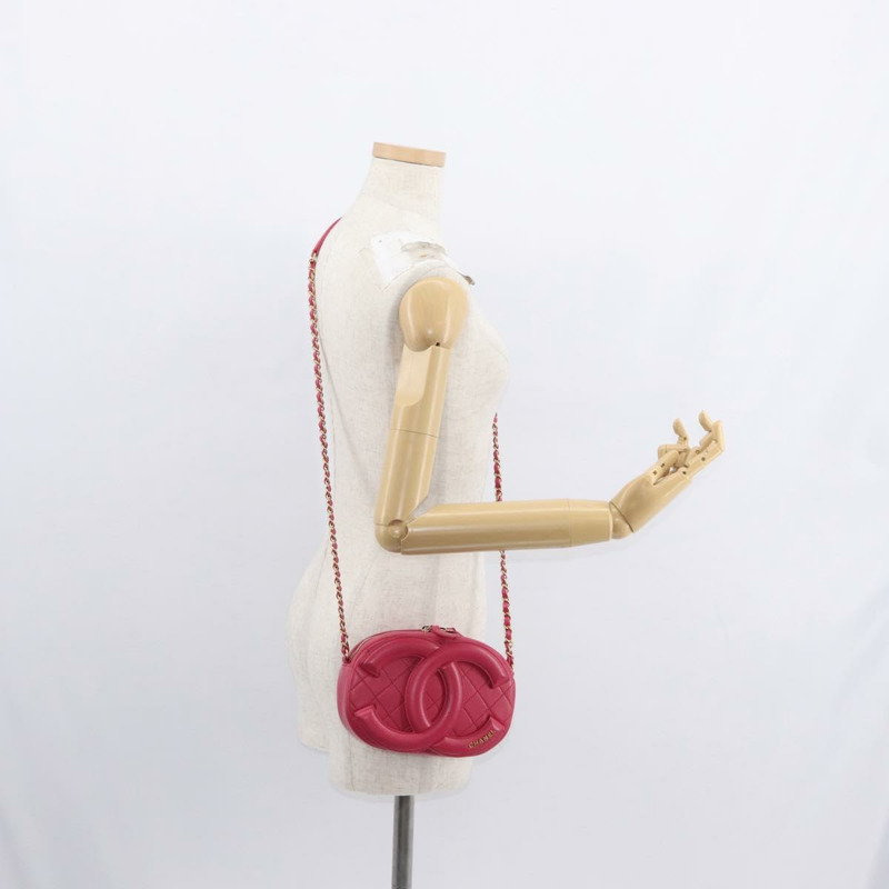 【日本直送】香奈兒 (CHANEL) 絎縫鏈條大號 Coco 相機包，羊皮材質，粉紅色，CC 標誌，正品 BA8999SAM-22