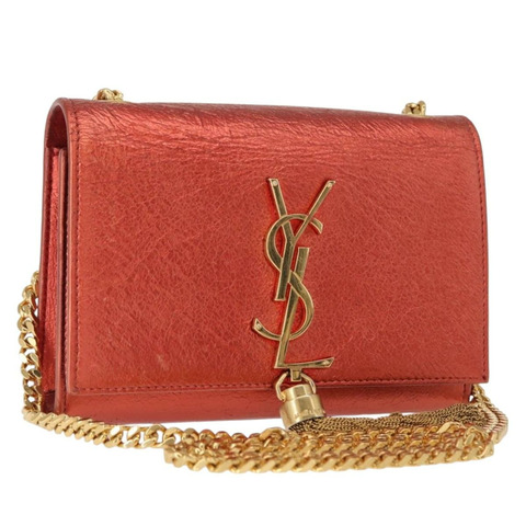 SAINT LAURENT 鏈條 Kate 單肩包 皮革 紅色 金色 正品 156647M