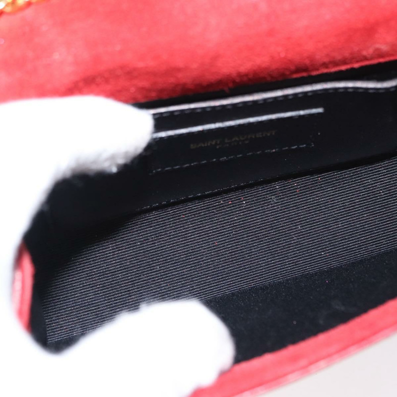 【日本直送】SAINT LAURENT 鏈條 Kate 單肩包 皮革 紅色 金色 正品 156647M-9