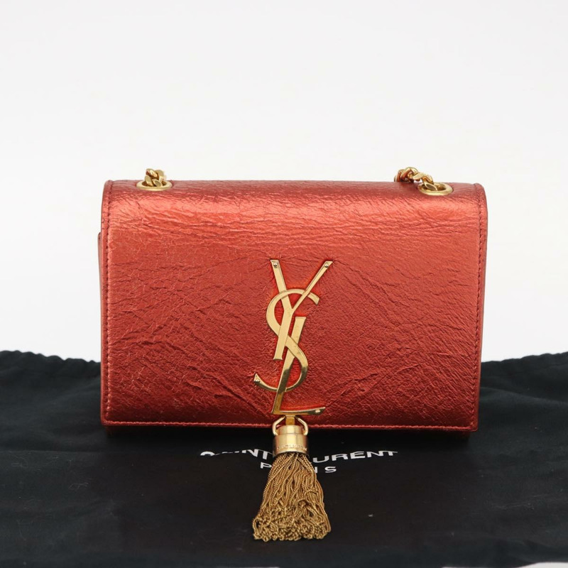 【日本直送】SAINT LAURENT 鏈條 Kate 單肩包 皮革 紅色 金色 正品 156647M-11