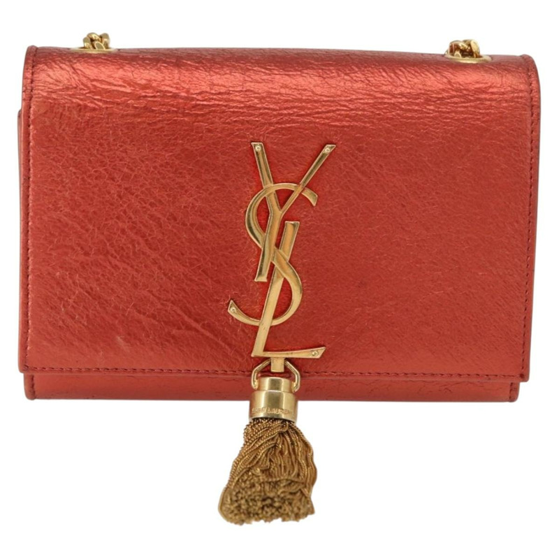 【日本直送】SAINT LAURENT 鏈條 Kate 單肩包 皮革 紅色 金色 正品 156647M-12