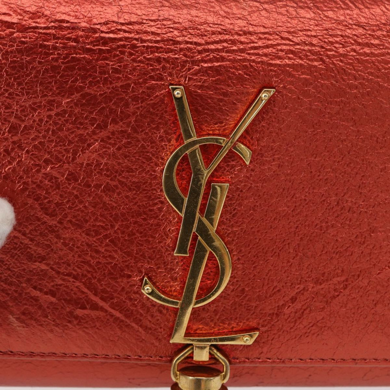 【日本直送】SAINT LAURENT 鏈條 Kate 單肩包 皮革 紅色 金色 正品 156647M-19