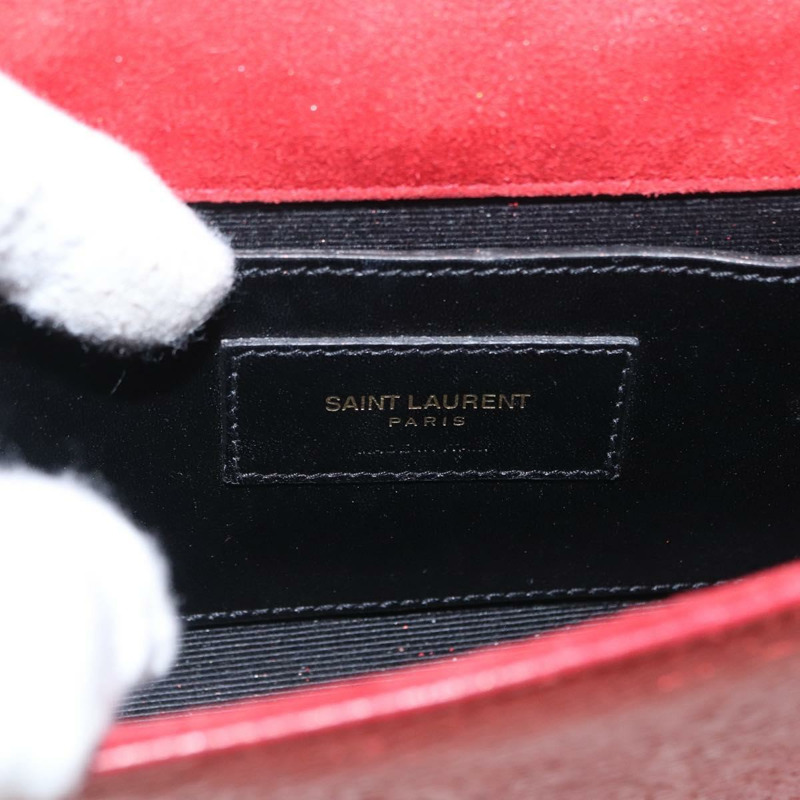 【日本直送】SAINT LAURENT 鏈條 Kate 單肩包 皮革 紅色 金色 正品 156647M-22