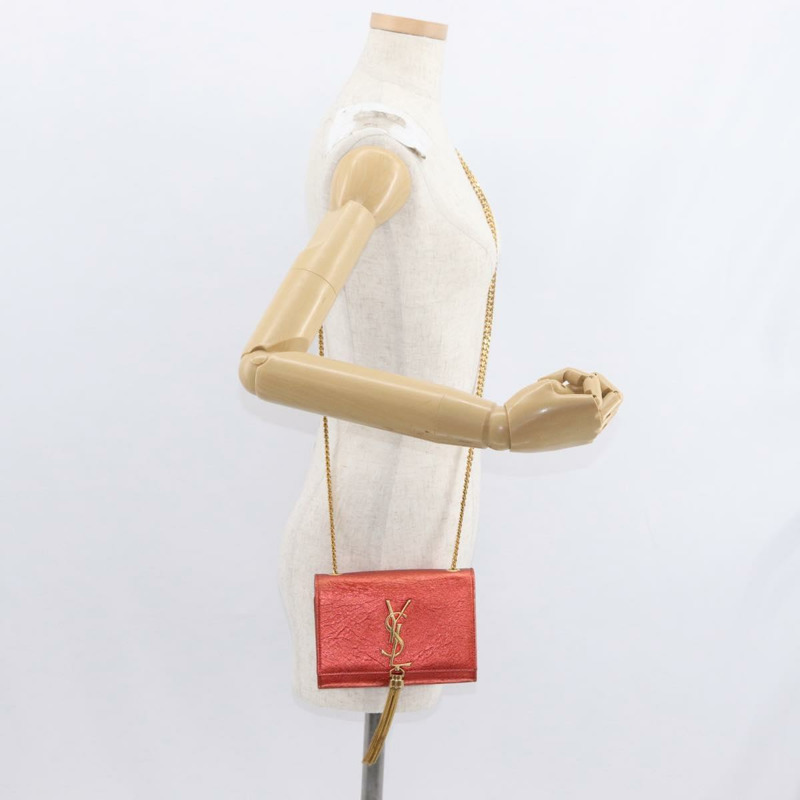 【日本直送】SAINT LAURENT 鏈條 Kate 單肩包 皮革 紅色 金色 正品 156647M-26