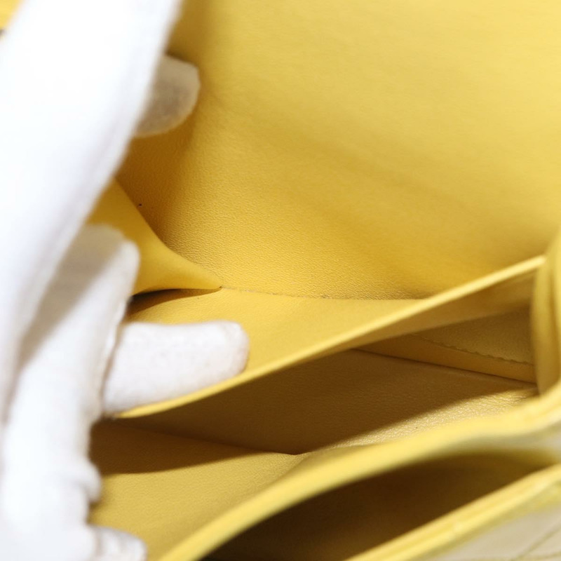 【日本直送】香奈兒 Matelasse 25 雙蓋鏈條包，羊皮材質，黃色，CC 標誌，貨號 156637SM-26