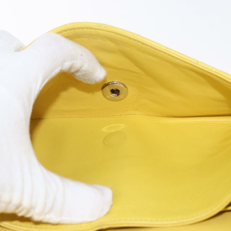 【日本直送】香奈兒 Matelasse 25 雙蓋鏈條包，羊皮材質，黃色，CC 標誌，貨號 156637SM-27