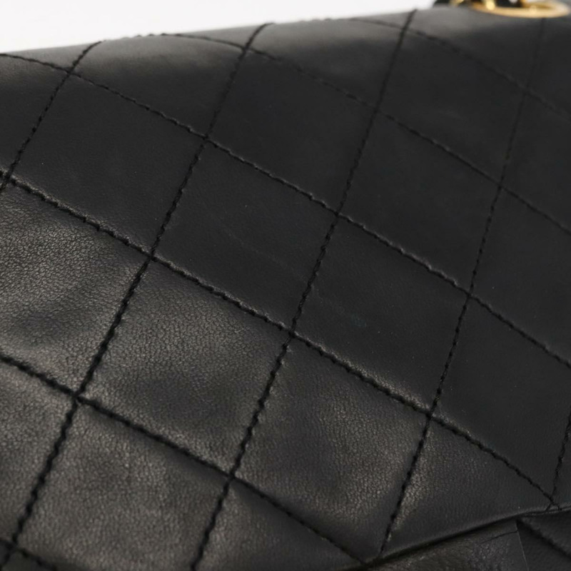 【日本直送】香奈兒 Matelasse 25 雙蓋鏈條包,羊皮材質,黑色,金色雙C標誌,正品編號 156638SAV-1