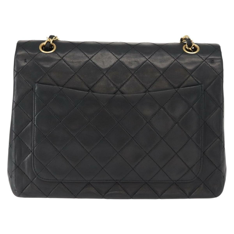 【日本直送】香奈兒 Matelasse 25 雙蓋鏈條包,羊皮材質,黑色,金色雙C標誌,正品編號 156638SAV-2