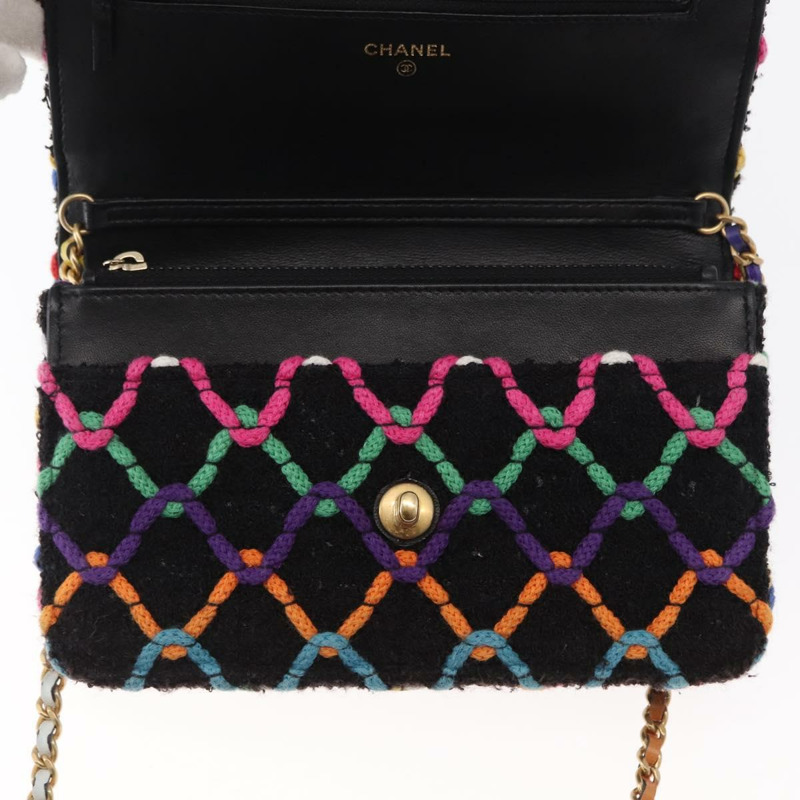 【日本直送】香奈兒 (CHANEL) Matelasse 鏈條肩背包,斜紋軟呢多色,金色雙C標誌,貨號 156642SM-20