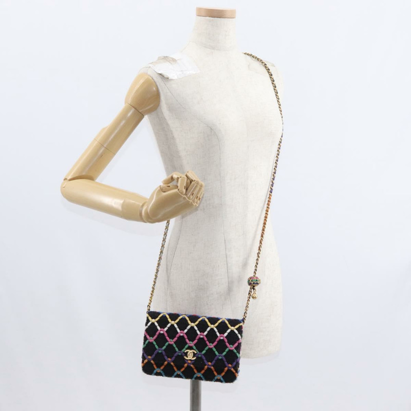 【日本直送】香奈兒 (CHANEL) Matelasse 鏈條肩背包,斜紋軟呢多色,金色雙C標誌,貨號 156642SM-30