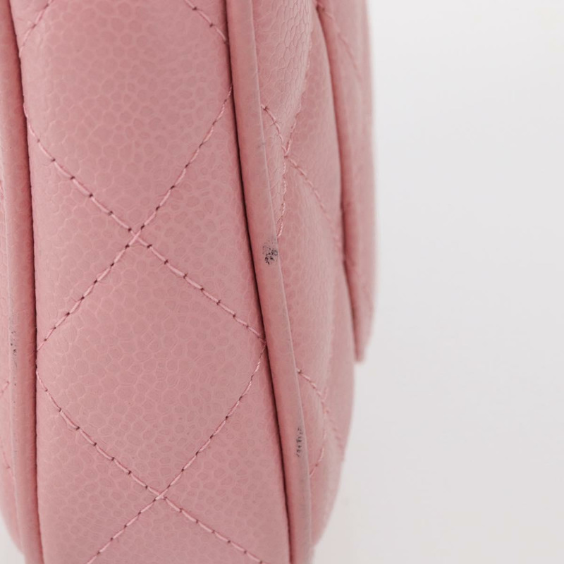 【日本直送】香奈兒 (CHANEL) 絎縫 COCO 標誌鏈包 魚子醬皮 粉紅色 金 CC 正品 156635SAM-3