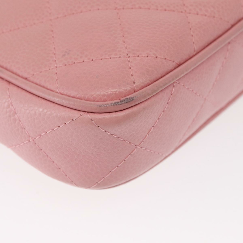 【日本直送】香奈兒 (CHANEL) 絎縫 COCO 標誌鏈包 魚子醬皮 粉紅色 金 CC 正品 156635SAM-15