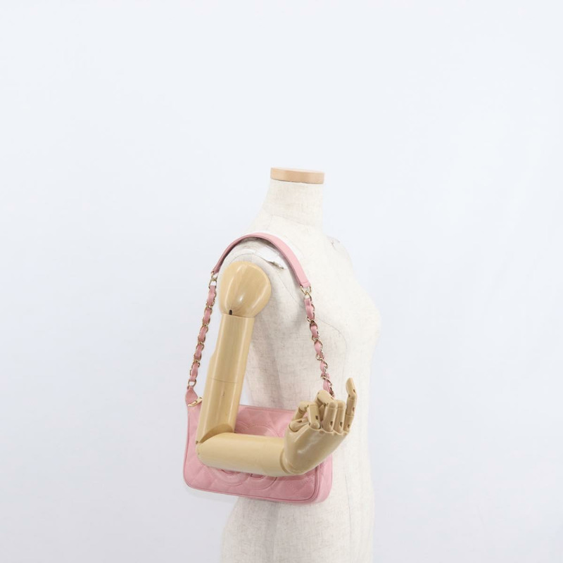 【日本直送】香奈兒 (CHANEL) 絎縫 COCO 標誌鏈包 魚子醬皮 粉紅色 金 CC 正品 156635SAM-26