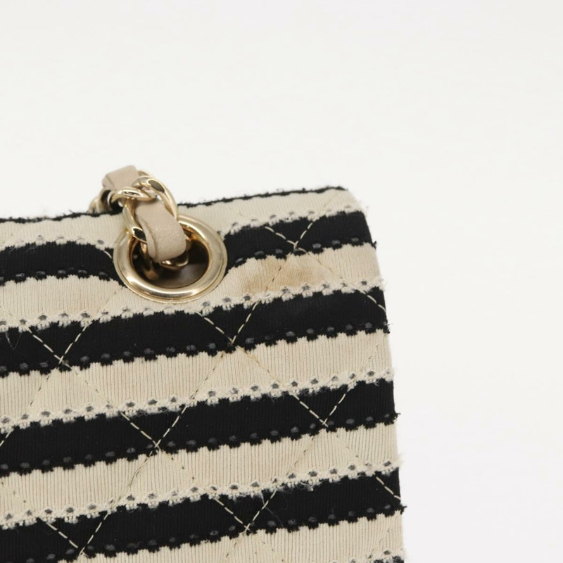 【日本直送】香奈兒 (CHANEL) Matelasse 鏈條雙蓋包 針織 白色 CC Auth 152291SAV-1