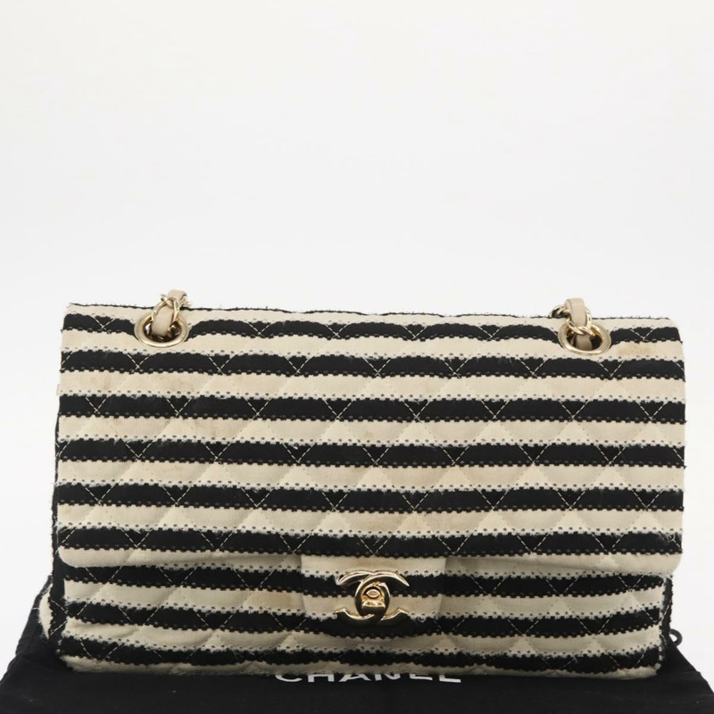 【日本直送】香奈兒 (CHANEL) Matelasse 鏈條雙蓋包 針織 白色 CC Auth 152291SAV-11