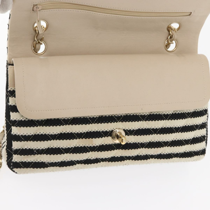 【日本直送】香奈兒 (CHANEL) Matelasse 鏈條雙蓋包 針織 白色 CC Auth 152291SAV-22