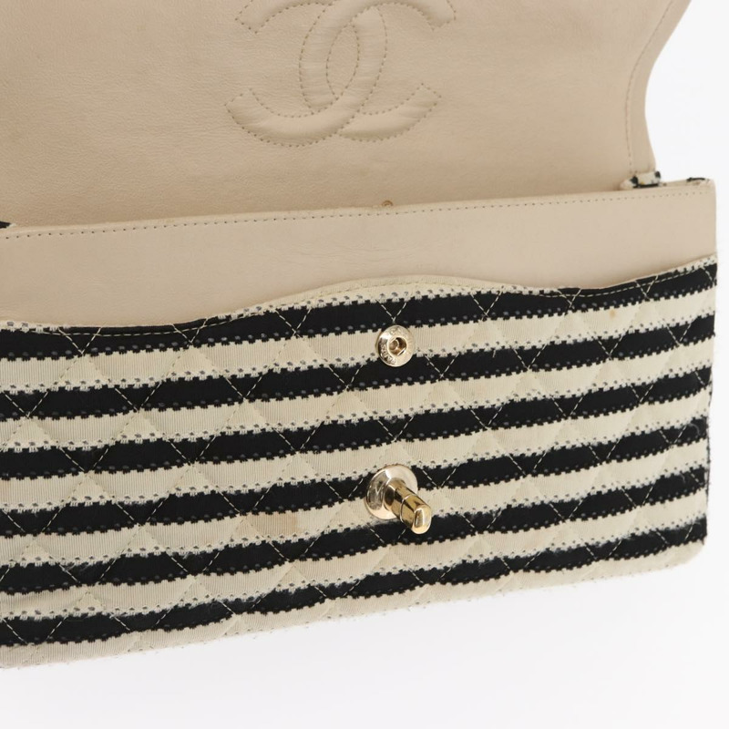 【日本直送】香奈兒 (CHANEL) Matelasse 鏈條雙蓋包 針織 白色 CC Auth 152291SAV-25