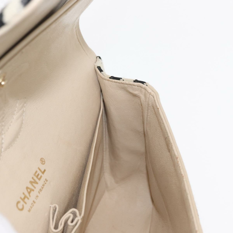 【日本直送】香奈兒 (CHANEL) Matelasse 鏈條雙蓋包 針織 白色 CC Auth 152291SAV-27