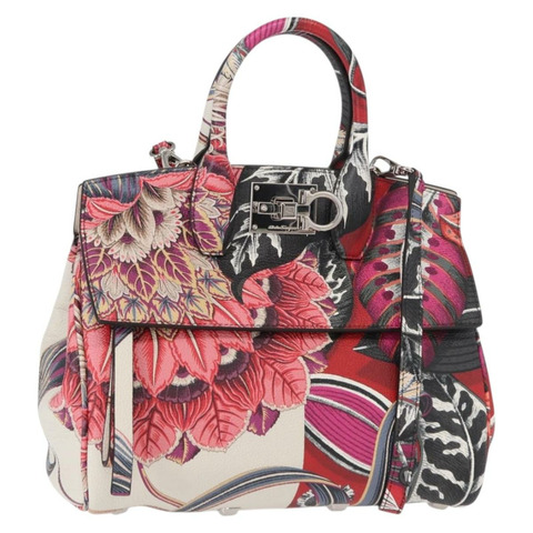 Salvatore Ferragamo 手提包 皮革 兩用 銀粉紅色 正品 156332SAM