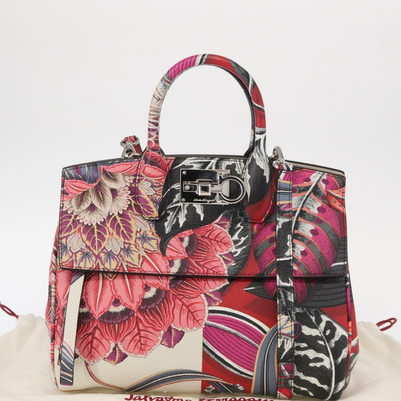 【日本直送】Salvatore Ferragamo 手提包 皮革 兩用 銀粉紅色 正品 156332SAM-11