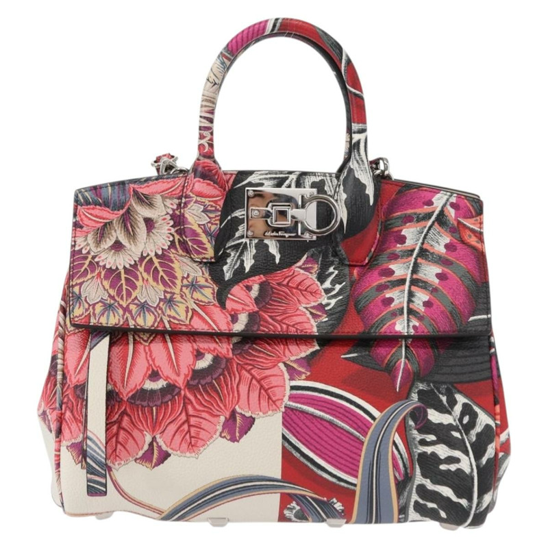 【日本直送】Salvatore Ferragamo 手提包 皮革 兩用 銀粉紅色 正品 156332SAM-12