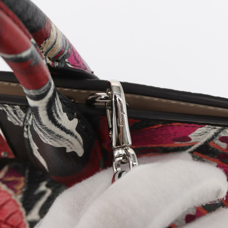 【日本直送】Salvatore Ferragamo 手提包 皮革 兩用 銀粉紅色 正品 156332SAM-19