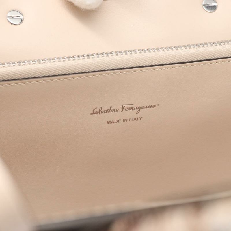 【日本直送】Salvatore Ferragamo 手提包 皮革 兩用 銀粉紅色 正品 156332SAM-22