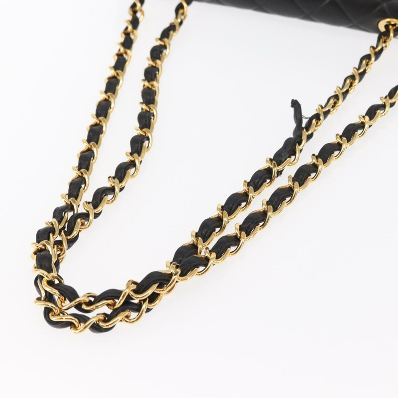 【日本直送】香奈兒 Matelasse 30 鏈條肩背包，羊皮材質，黑色，金色雙C標誌，正品編號 158361SAM-6