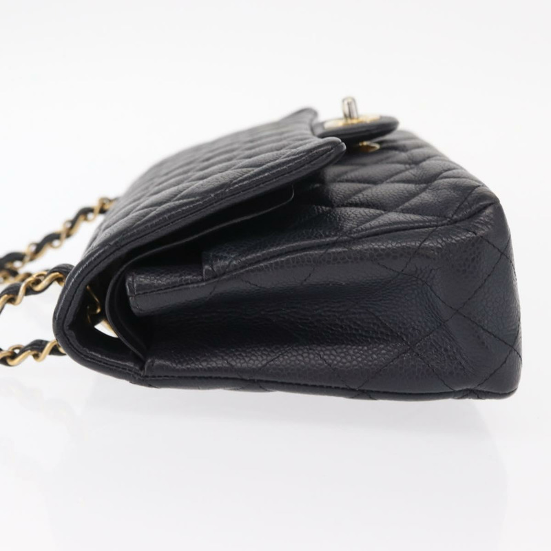 【日本直送】香奈兒 Matelasse 25 雙蓋鏈條包，魚子醬紋皮革，海軍藍，金色雙C標誌，正品編號 158359SM-3