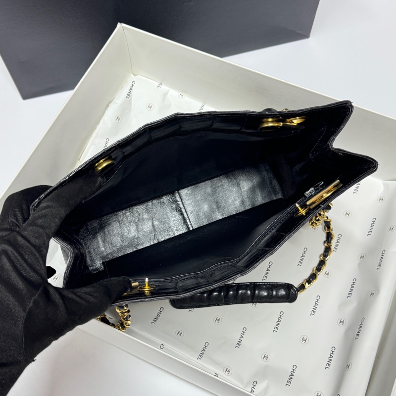 【極新🎁 真鱷魚皮】 Chanel 香奈兒 鱷魚皮 黑金托特包 專櫃60幾萬！-10