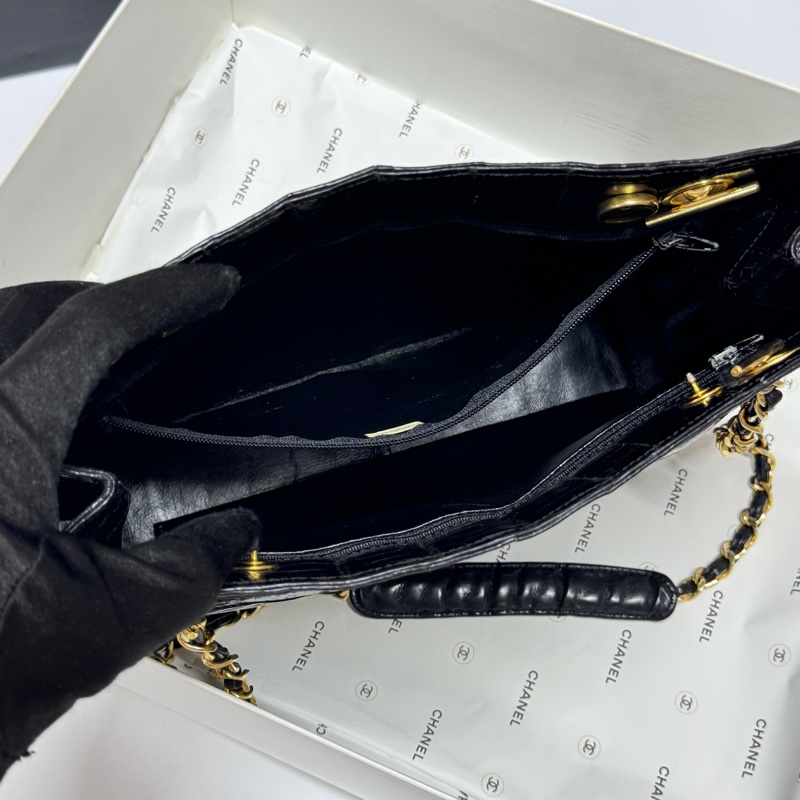【極新🎁 真鱷魚皮】 Chanel 香奈兒 鱷魚皮 黑金托特包 專櫃60幾萬！-12