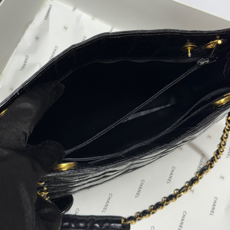 【極新🎁 真鱷魚皮】 Chanel 香奈兒 鱷魚皮 黑金托特包 專櫃60幾萬！-15