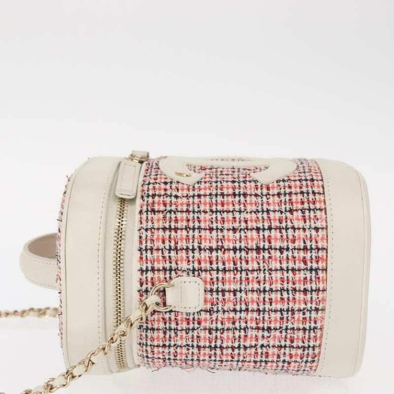 【日本直送】香奈兒鏈條化妝單肩包，斜紋軟呢白金CC標誌，正品編號146553SAM-3