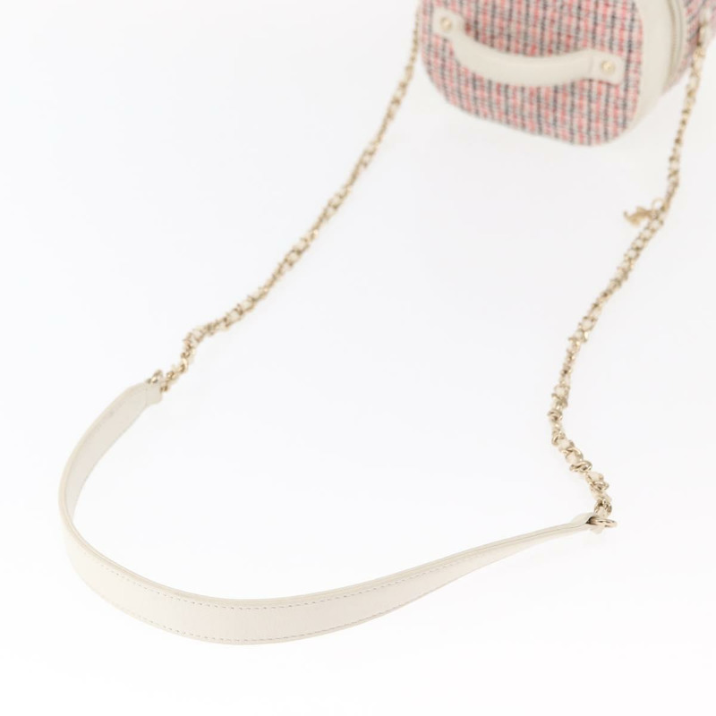 【日本直送】香奈兒鏈條化妝單肩包，斜紋軟呢白金CC標誌，正品編號146553SAM-7