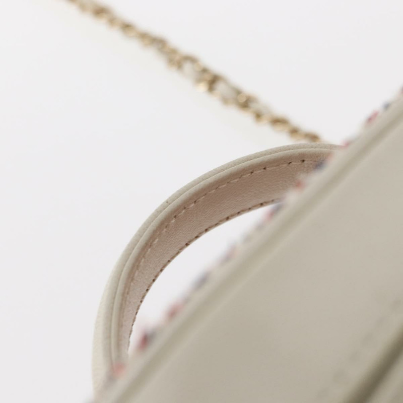 【日本直送】香奈兒鏈條化妝單肩包，斜紋軟呢白金CC標誌，正品編號146553SAM-13