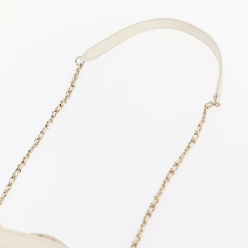 【日本直送】香奈兒鏈條化妝單肩包，斜紋軟呢白金CC標誌，正品編號146553SAM-14