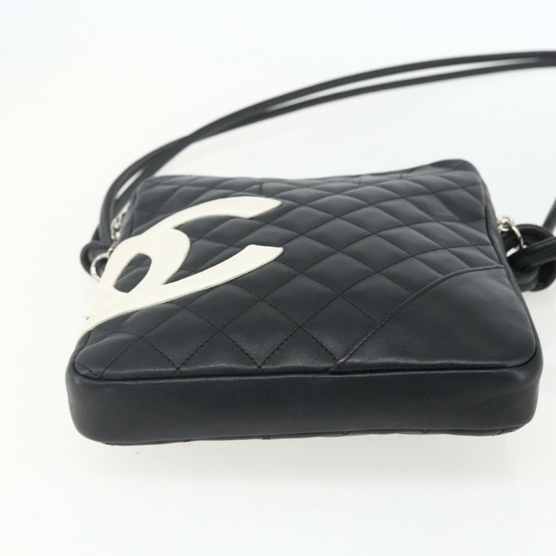 【日本直送】香奈兒 Cambon 系列單肩包，銀色/黑色皮革，CC 標誌，正品編號 157123SAV-4