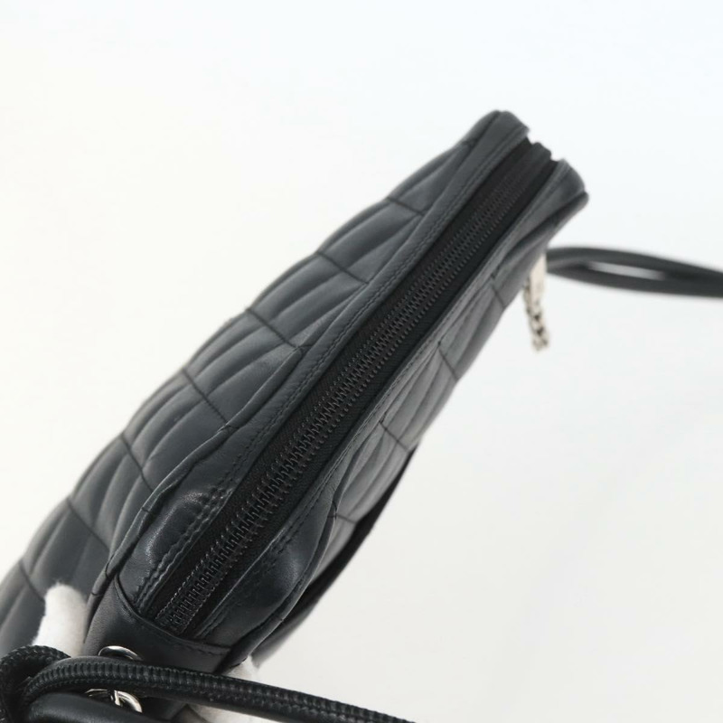 【日本直送】香奈兒 Cambon 系列單肩包，銀色/黑色皮革，CC 標誌，正品編號 157123SAV-5