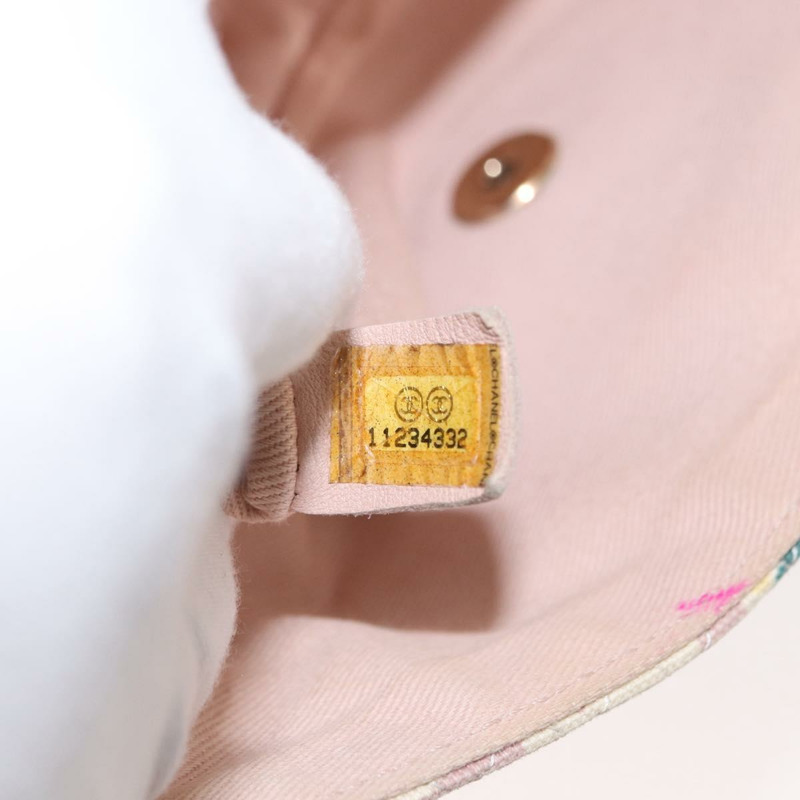 【日本直送】香奈兒鏈單背包 棉質 粉紅色 金 CC 標誌 正品 155094SAV-10