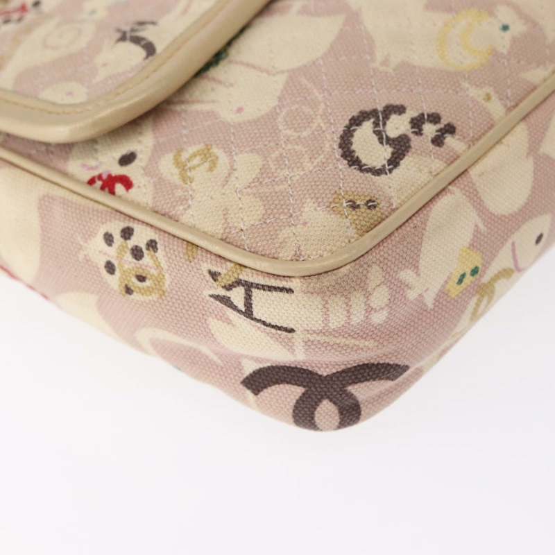 【日本直送】香奈兒鏈單背包 棉質 粉紅色 金 CC 標誌 正品 155094SAV-14