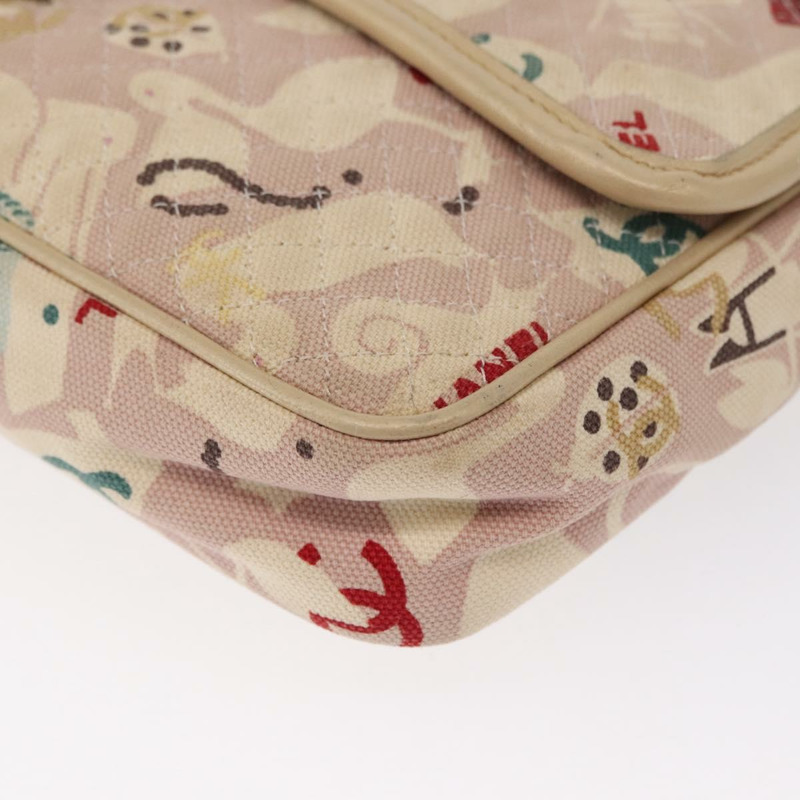 【日本直送】香奈兒鏈單背包 棉質 粉紅色 金 CC 標誌 正品 155094SAV-15