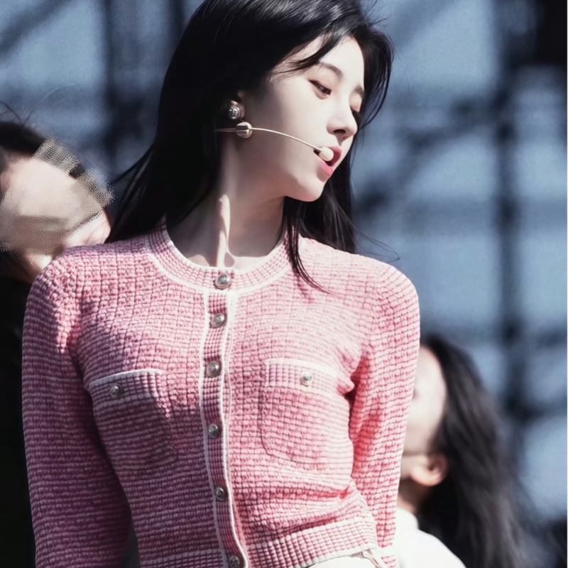 99新 chanel/香奈兒 粉白條紋 針織開衫 38碼 ，無附件-3