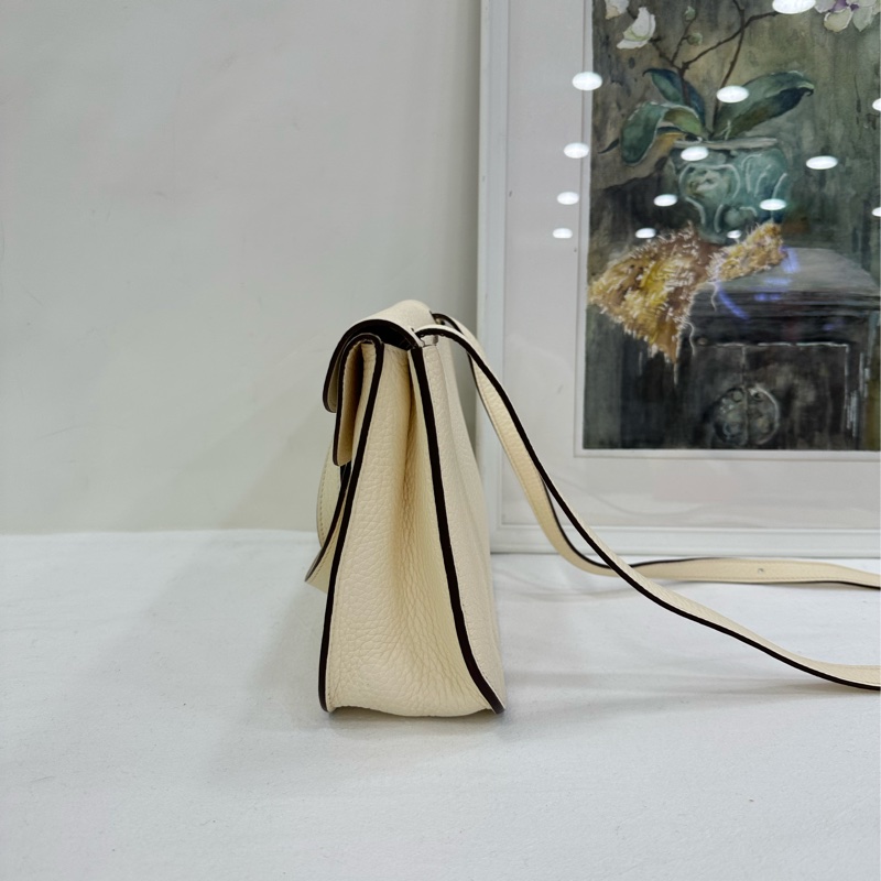 Hermes愛馬仕Halzan 25 nata奶油白金扣 Z刻-3