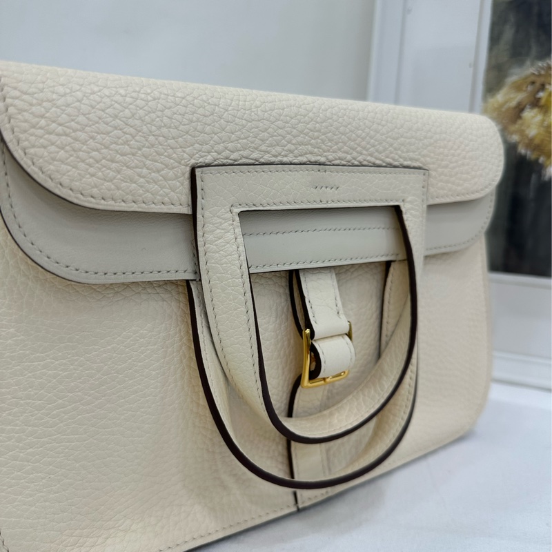 Hermes愛馬仕Halzan 25 nata奶油白金扣 Z刻-5