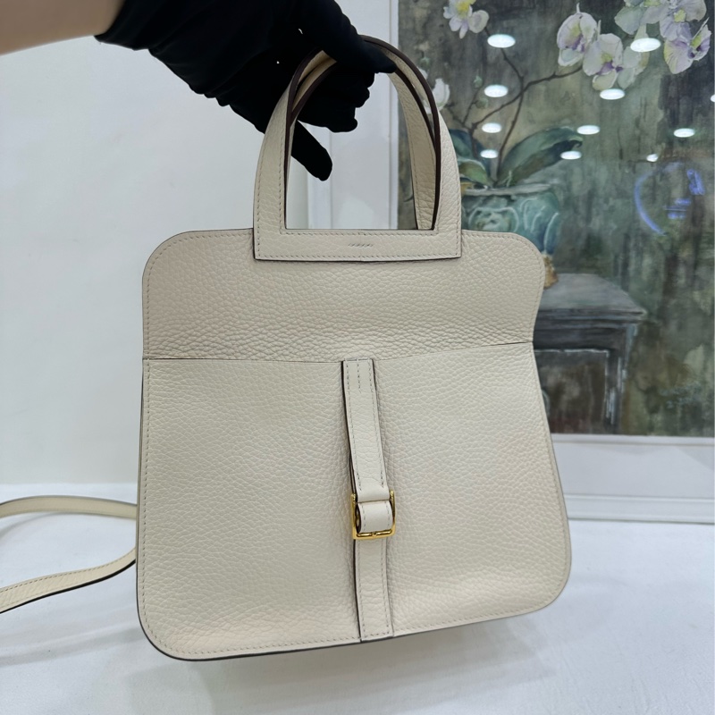 Hermes愛馬仕Halzan 25 nata奶油白金扣 Z刻-7