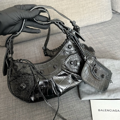 Balenciaga巴黎世家 le cagole 鱷壓褶皺牛皮 XS