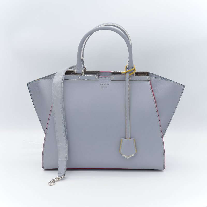 Fendi 芬迪 3 Jours 2Way 灰色 牛皮 彩色 銀扣 手挽 肩背 兩用袋-1